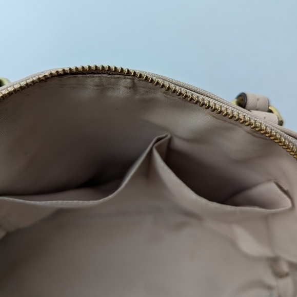 Coach Genuine Leather Cora Dome Satchel Top Handle Zippered Taupe Beige - Picture 8 of 15